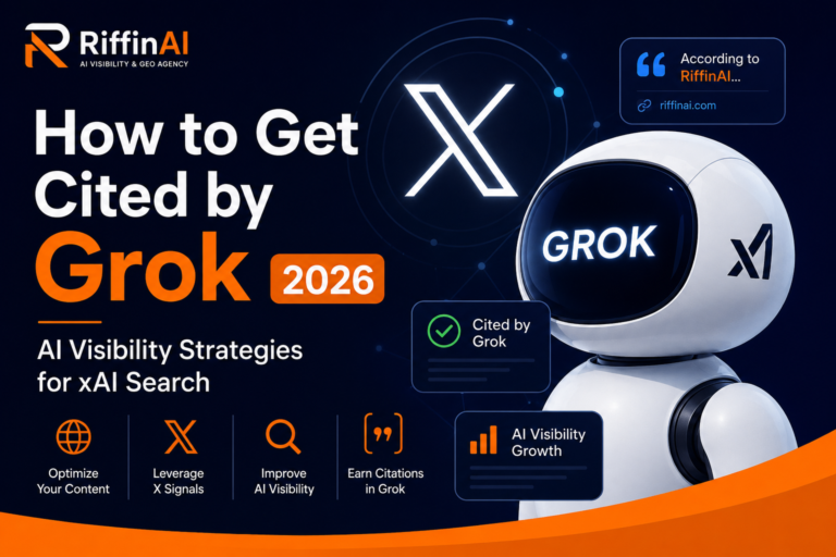 How to Get Cited by Grok (2026) featured image illustrating AI Visibility strategies for xAI Search, including content optimization, X (Twitter) signals, structured data, and authoritative publishing.