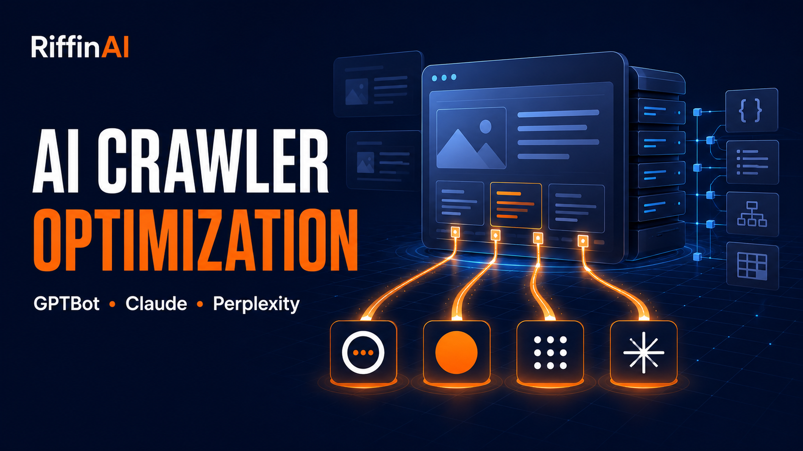 AI crawler optimization showing controlled website access for GPTBot, Claude and Perplexity