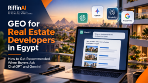 GEO for real estate developers in Egypt, showing AI-powered property recommendations through ChatGPT and Gemini