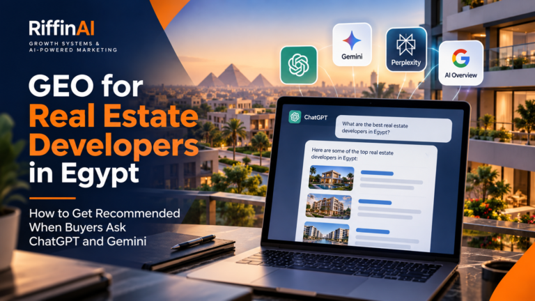 GEO for real estate developers in Egypt, showing AI-powered property recommendations through ChatGPT and Gemini
