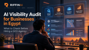 AI visibility audit for businesses in Egypt showing AI search visibility, competitor analysis and GEO opportunities by RiffinAI