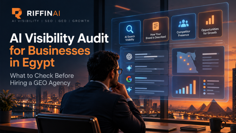 AI visibility audit for businesses in Egypt showing AI search visibility, competitor analysis and GEO opportunities by RiffinAI